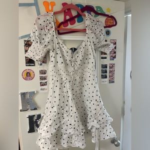 Alice and Olivia white and black pocka dot